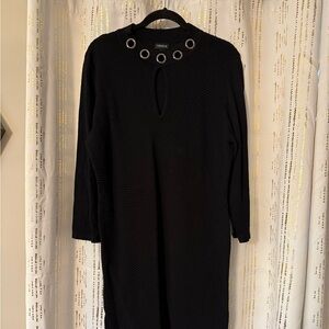 Elegant Black Dress with Grommet Detail